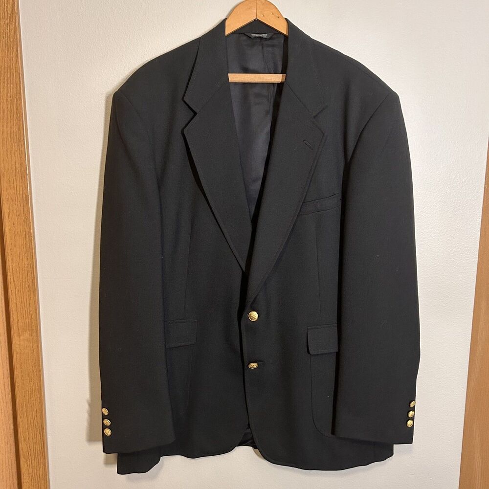 Hasting & Smith Men’s Size 46 L Black Blazer Jacket + Gold Buttons